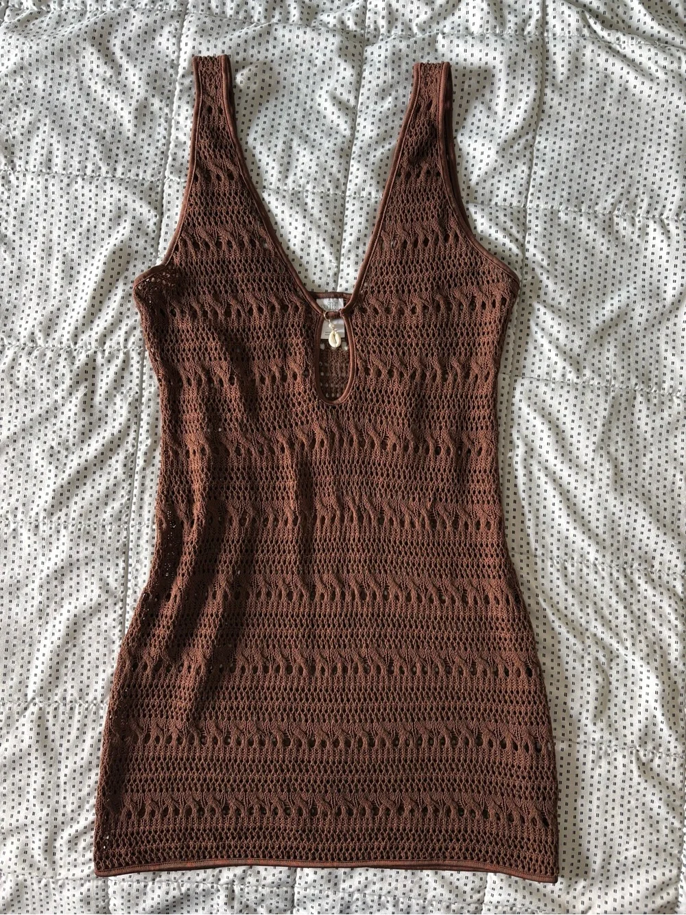 Brown Crochet Swimsuit Coverup Size L